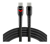 Kabel USB-C - USB-C 1m 3A 60W pleciony czarny wtyczka z led RGB EVERACTIVE (CBB-1PDR)