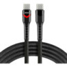 Kabel USB-C - USB-C 1m 3A 60W pleciony czarny wtyczka z led RGB EVERACTIVE (CBB-1PDR)