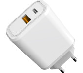 Ładowarka sieciowa 230V PLATINET 1xUSB-A + 1xUSB-C 30W biała (46002)