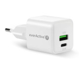 Ładowarka sieciowa 230V EVERACTIVE SC-330Q 1xUSB-A + 1xUSB-C 20W biała