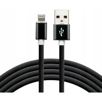 Kabel USB-A - Lightning 1m 2,4A silikonowy czarny EVERACTIVE (CBS-1IB) Kabel USB-A - Lightning 1m 2,4A silikonowy czarny EVERACTIVE (CBS-1IB)
