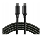 Kabel USB-C - USB-C 1m 5A 100W pleciony czarny EVERACTIVE (CBB-1PD5)