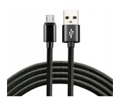 Kabel USB-A - microUSB 1,2m 2,4A pleciony czarny EVERACTIVE (CBB-1.2MB)