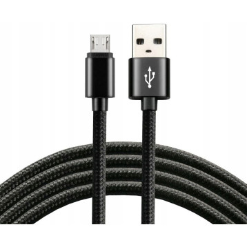 Kabel USB-A - microUSB 1,2m 2,4A pleciony czarny EVERACTIVE (CBB-1.2MB)