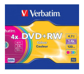 Płyta DVD+RW 4,7GB VERBATIM slim color 4x 43297