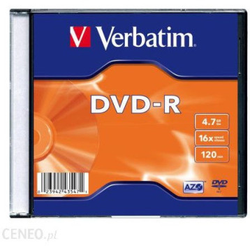 Płyta DVD-R 4,7GB VERBATIM slim 16x Matt Silver 43547 Płyta DVD-R 4,7GB VERBATIM slim 16x Matt Silver 43547