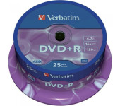 Płyta DVD+R 4,7GB VERBATIM cake (25szt) 16x Matt Silver 43500