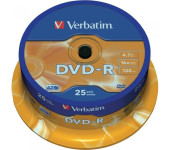 Płyta DVD-R 4,7GB VERBATIM cake (25szt) 16x Matt Silver 43522