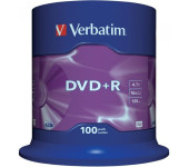 Płyta DVD+R 4,7GB VERBATIM cake (100szt) 16x Matt Silver 43551