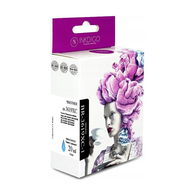 Tusz INKDIGO (BR-3619XC-1) niebieski 20ml zamiennik BROTHER (LC3619XL C)