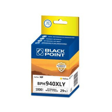 Tusz BLACK POINT (BPH940XLY) żółty 1800str zamiennik HP (940XL/C4909AE) Tusz BLACK POINT (BPH940XLY) żółty 1800str zamiennik HP (940XL/C4909AE)