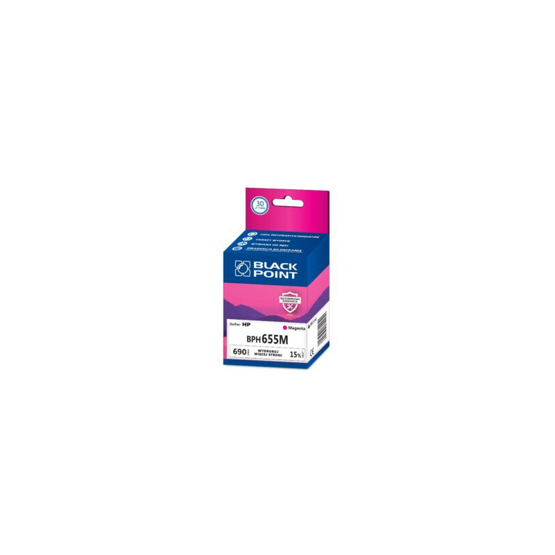 Tusz BLACK POINT (BPH655M) purpurowy 690str zamiennik HP (655/CZ111AE)
