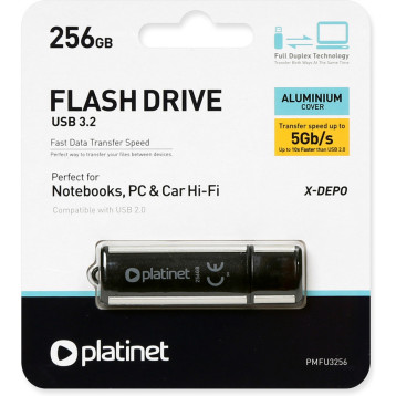 Pamięć USB-A 256GB PLATINET X-DEPO USB 3.2 czarny (42564) Pamięć USB-A 256GB PLATINET X-DEPO USB 3.2 czarny (42564)