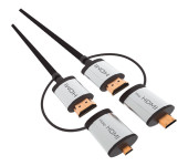 Kabel HDMI - HDMI + adapter mini/micro HDMI 1,5m v.1.4 czarny OMEGA (43865)