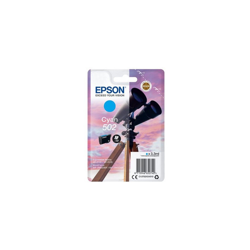 Tusz EPSON (502/C13T02V24010) niebieski 3,3ml/160str
