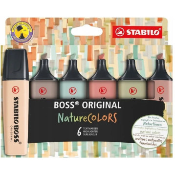 Zakreślacz BOSS ORIGINAL Nature COLOURS 70/6-2-2 mix 6 kolorów Zakreślacz BOSS ORIGINAL Nature COLOURS 70/6-2-2 mix 6 kolorów