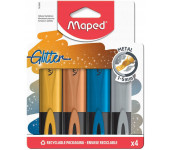 Zakreślacz Fluo Peps metaliczny brokat 4szt. kolory etui 742000 MAPED