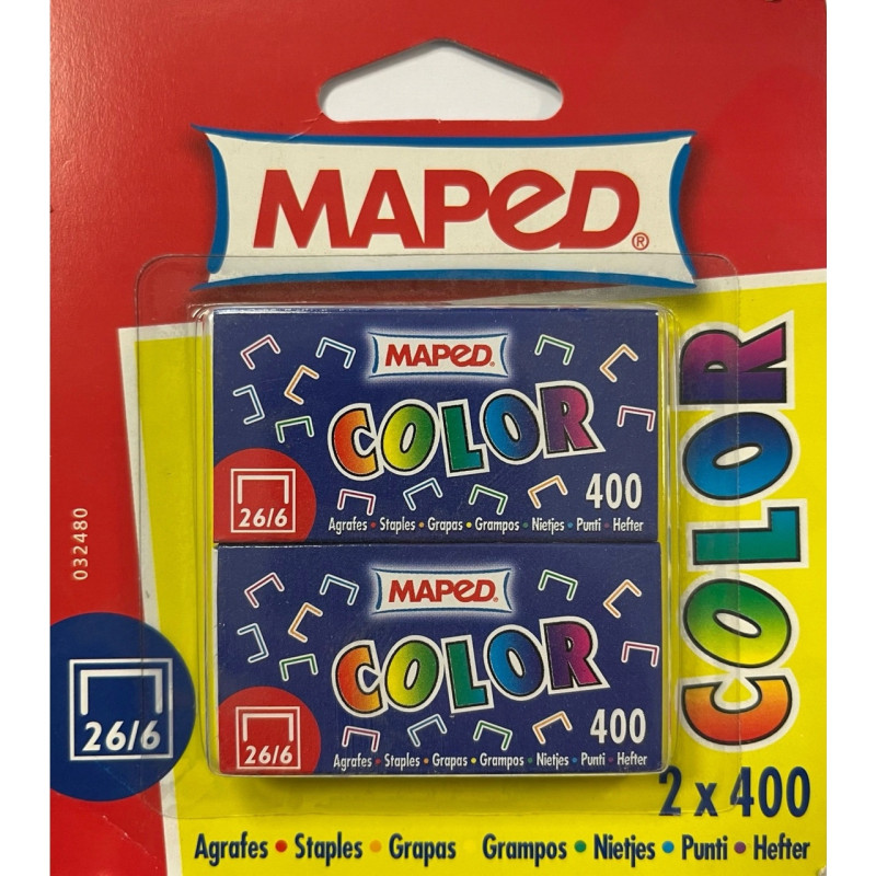 Zszywki 26/6 kolorowe 2x400szt. 0324806 MAPED