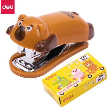 Zszywacz do 15 kartek zszywki 10 miś brązowy E0452 BROWN DELI Zszywacz do 15 kartek zszywki 10 miś brązowy E0452 BROWN DELI