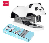 Zszywacz do 15 kartek zszywki 10 panda biały E0453 DELI