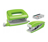 Zszywacz + dziurkacz LEITZ WOW mini 10 kartek zielony metalik 55612054
