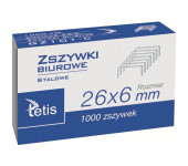 Zszywki biurowe 26/6 1000szt. GZ101-C TETIS