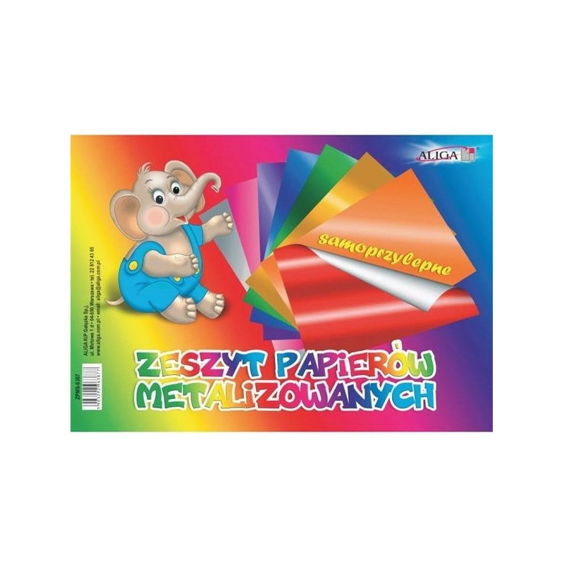 Zeszyt papierów metalizowanych samoprzylepnych 17x25cm 8 kolorów ZPMS-6387 ALIGA