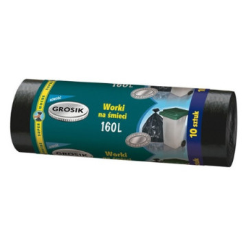 Worki 160l mocne'10 GROSIK czarne  (1 rolka)
