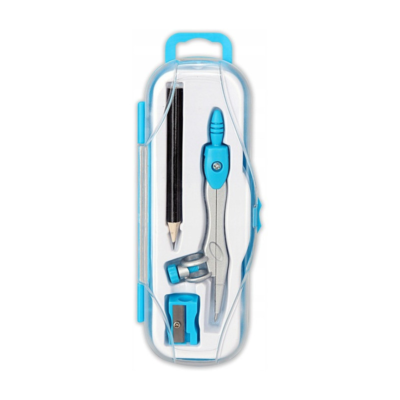 Cyrkiel szkolny z ołówkiem + temperówka w etui PC-102 niebieski TT7637 PENMATE