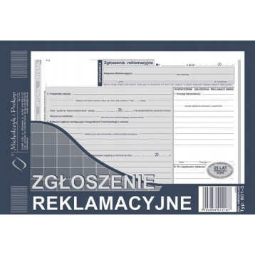 601-3 ZR A5 Zgłoszenie reklamacyjne (oryginał + 2 kopie) Michalczyk i Prokop 601-3 ZR A5 Zgłoszenie reklamacyjne (oryginał + 2 kopie) Michalczyk i Prokop