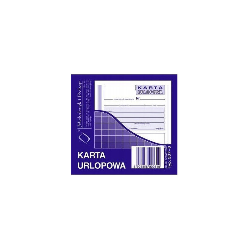 507-6 Karta urlopowa 2/3 A6 40 kartek Michalczyk i Prokop