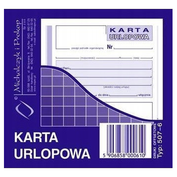 507-6 Karta urlopowa 2/3 A6 40 kartek Michalczyk i Prokop 507-6 Karta urlopowa 2/3 A6 40 kartek Michalczyk i Prokop