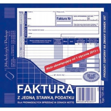 131-4E Faktura z jedną stawką podatku sprzedaż w netto 2/3A5 Michalczyk i Prokop 131-4E Faktura z jedną stawką podatku sprzedaż w netto 2/3A5 Michalczyk i Prokop