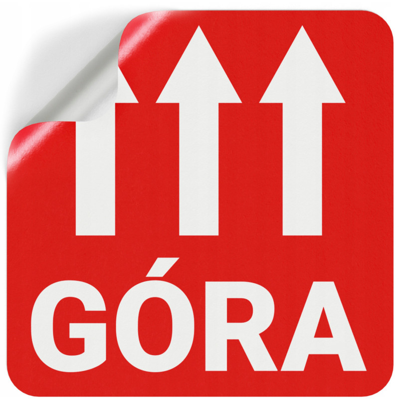 Etykieta ostrzegawcza GÓRA 55x55mm papierowa na roli (1000szt) BULK