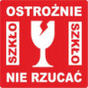 Etykieta ostrzegawcza OSTROŻNIE SZKŁO NIE RZUCAĆ 55x55mm papierowa na roli (1000szt) BULK