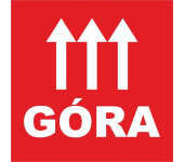 Etykieta ostrzegawcza GÓRA 77x77mm papierowa na roli (1000szt) BULK