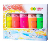 Farba akrylowa 5 kol. x 75ml mix neonowy HA 7370 0075-MIXFlu Happy Color