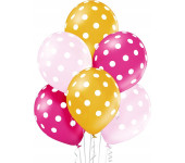 Balony kropki dla dziewczynki metalizowane 6 szt. BN06-329 ALIGA