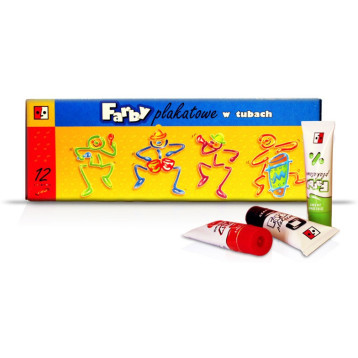Farby plakatowe w tubach 12 kol.30ml. JEDNOŚĆ Farby plakatowe w tubach 12 kol.30ml. JEDNOŚĆ