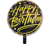 Balon foliowy Happy Birthday czarny ze złotym napisem BCF-924 GO PARTY