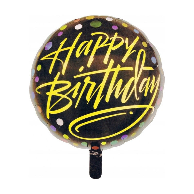 Balon foliowy Happy Birthday czarny ze złotym napisem BCF-924 GO PARTY
