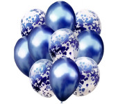 Zestaw balonów metalik granatowy i konfetti 10szt. BCS-693 GO PARTY