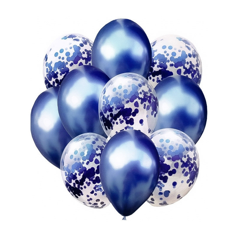 Zestaw balonów metalik granatowy i konfetti 10szt. BCS-693 GO PARTY