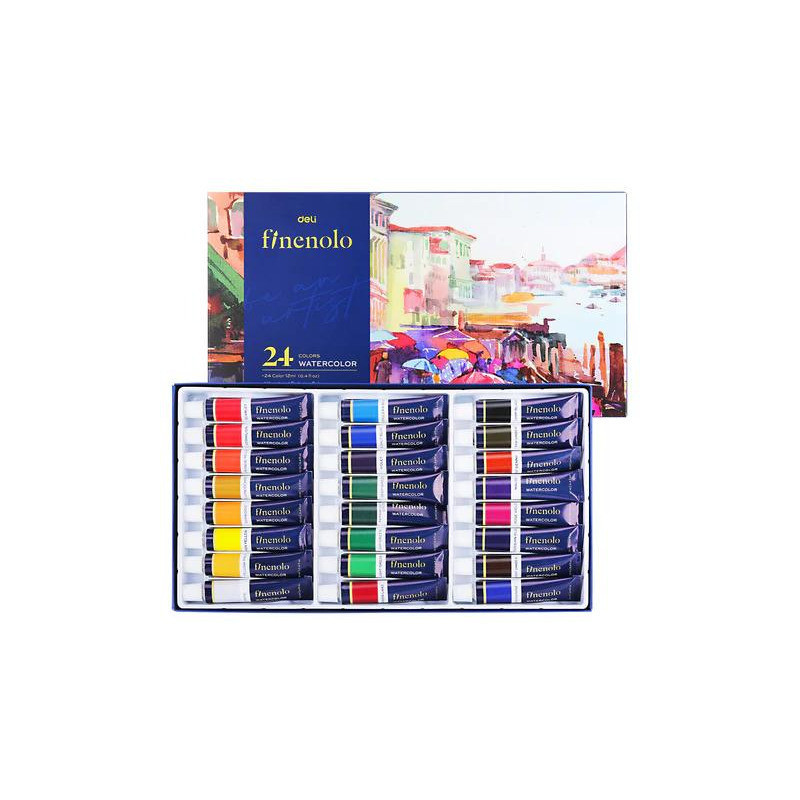 Farby akwarelowe FINENOLO 24 kolory 12ml tuba EC19-24 DELI