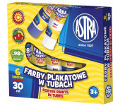 Farby plakatowe w tubkach szkolne 6 kolorów 30ml zestaw 83119900 ASTRA