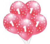 Balon różowy metalik nadruk 1 5szt. B149 GO PARTY