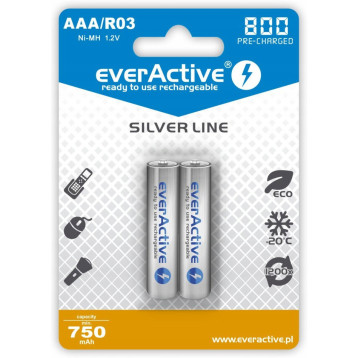 Akumulatorek Ni-MH EVERACTIVE Silver Line AAA/HR03 750mAh blister (2szt) Akumulatorek Ni-MH EVERACTIVE Silver Line AAA/HR03 750mAh blister (2szt)