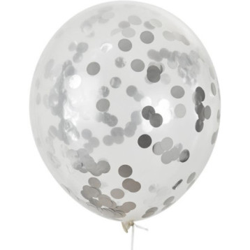 Balony z konfetti srebrne 30cm (5szt) BKN-8599 ALIGA Balony z konfetti srebrne 30cm (5szt) BKN-8599 ALIGA