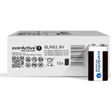 Bateria EVERACTIVE Pro Alkaline 9V/6LR61 alkaliczna pudełko (10szt) Bateria EVERACTIVE Pro Alkaline 9V/6LR61 alkaliczna pudełko (10szt)