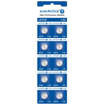 Bateria EVERACTIVE AG10/LR54/LR1130 1,5V guzikowa (10szt) Bateria EVERACTIVE AG10/LR54/LR1130 1,5V guzikowa (10szt)